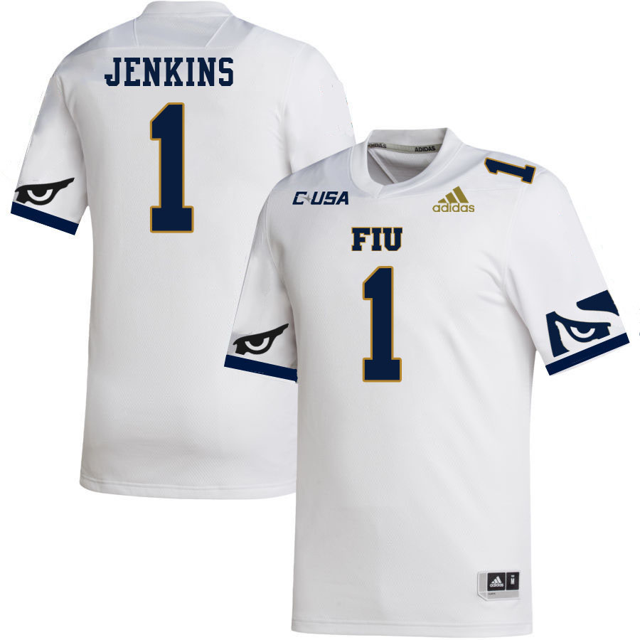 #1 Keyone Jenkins FIU Jersey,Florida International University Panthers Football Jersey-White